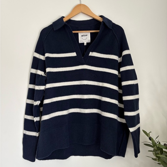 aerie Sweaters - Aerie unREAL Polo Sweater - Navy Blue - Size XS